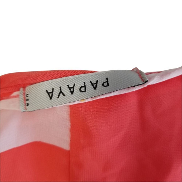 Papaya large L sheer top wide stripe beach beachy orange white stripped shirt bl - Picture 7 of 8